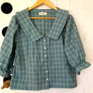 Harly Jae Ines Plaid Blouse Linen XL
